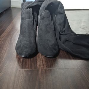 Over the knee - THIGH HIGH BOOTS!  black, suede, heeled, size 8 - Nature breeze